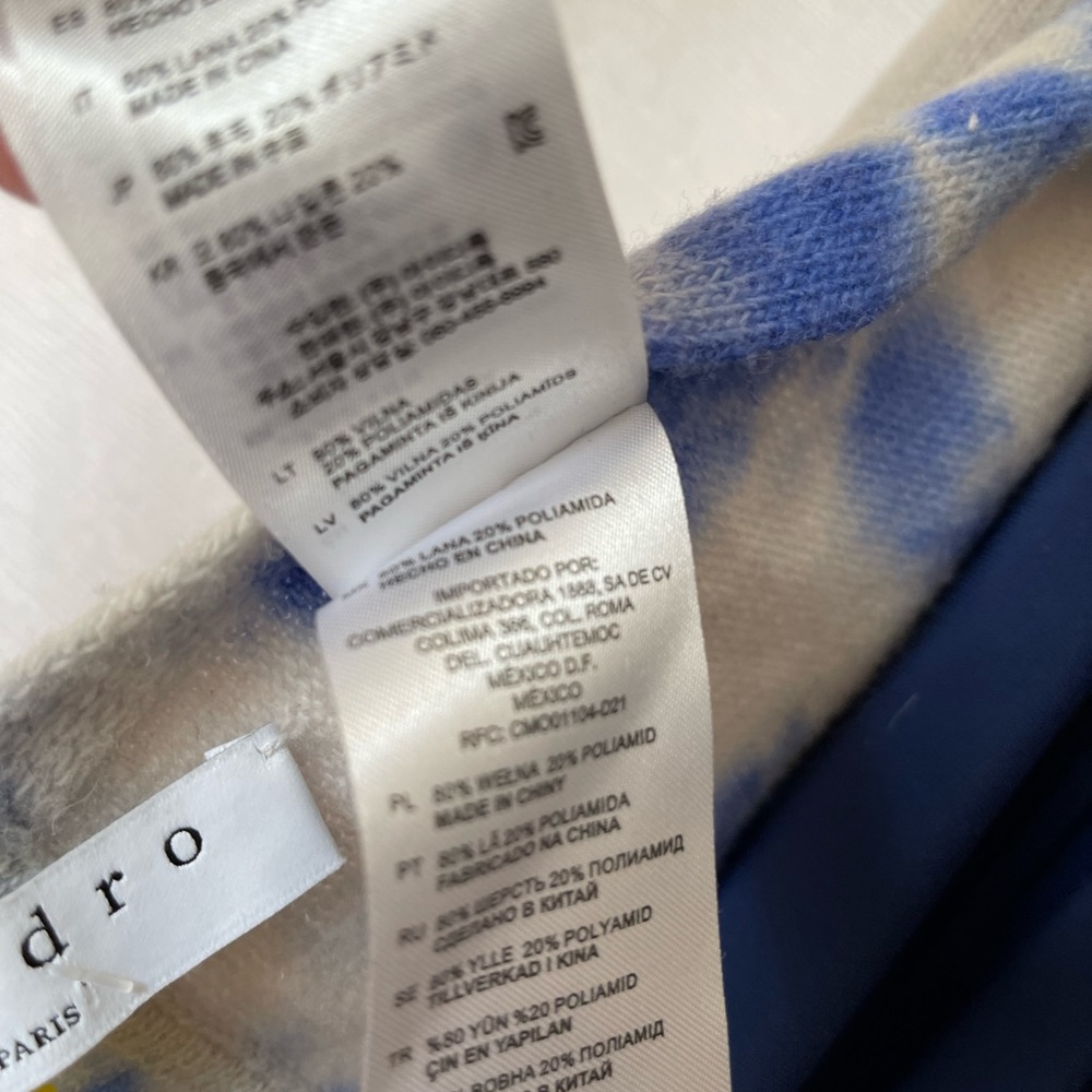 Sandro Paris wool scarf blue & white - Picture 3 of 5